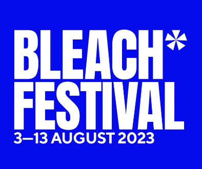 Blue poster for Bleach Festival, August 3-13, 2023.