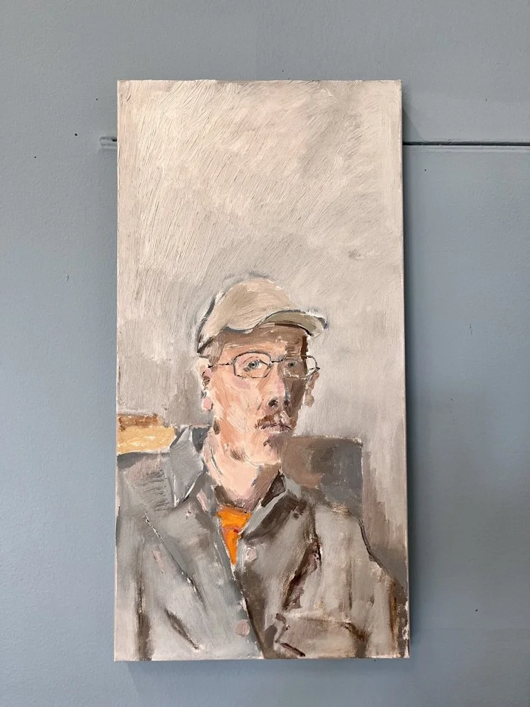 George Glenn, "Self Portrait #28," 2002, oil on canvas, 20 x 10"
