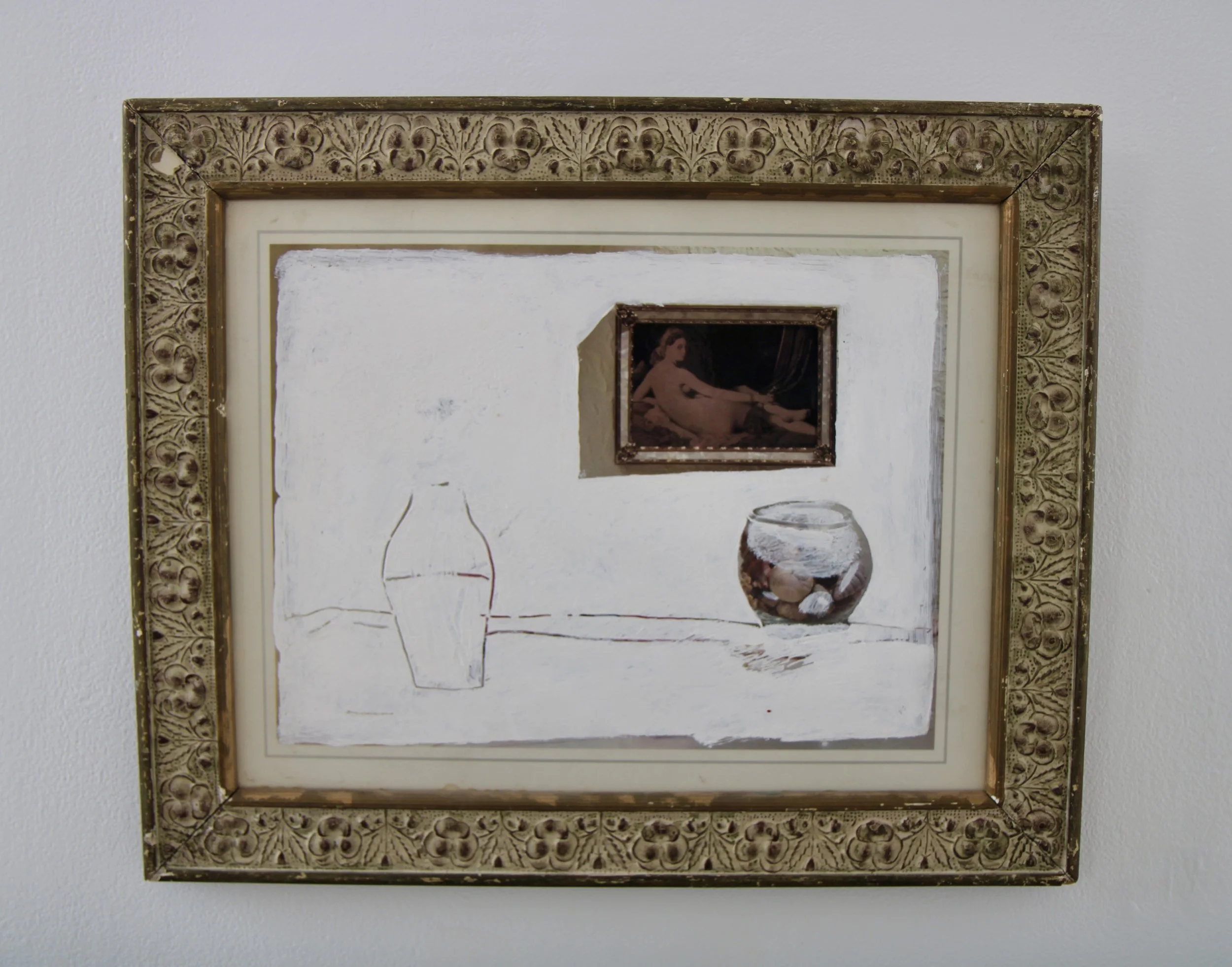 George Glenn, “Ingres Placemat” c. 1985, acrylic on composite placemat with flowered
frame, 14 x 17.25"