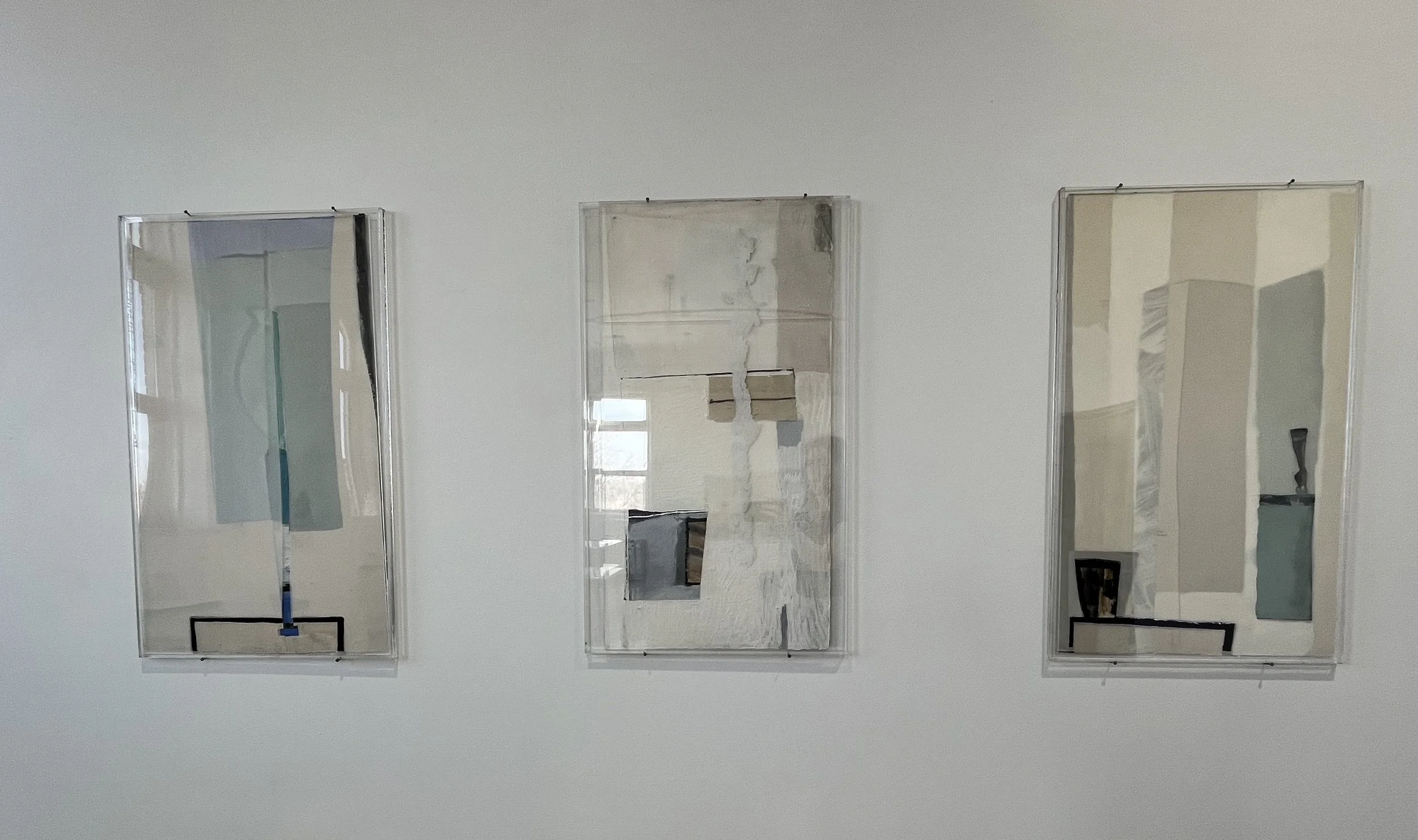 George Glenn, "Rework," 1995, acrylic and graphite on canvas with plexiglass overlay,
30.5 x 18”