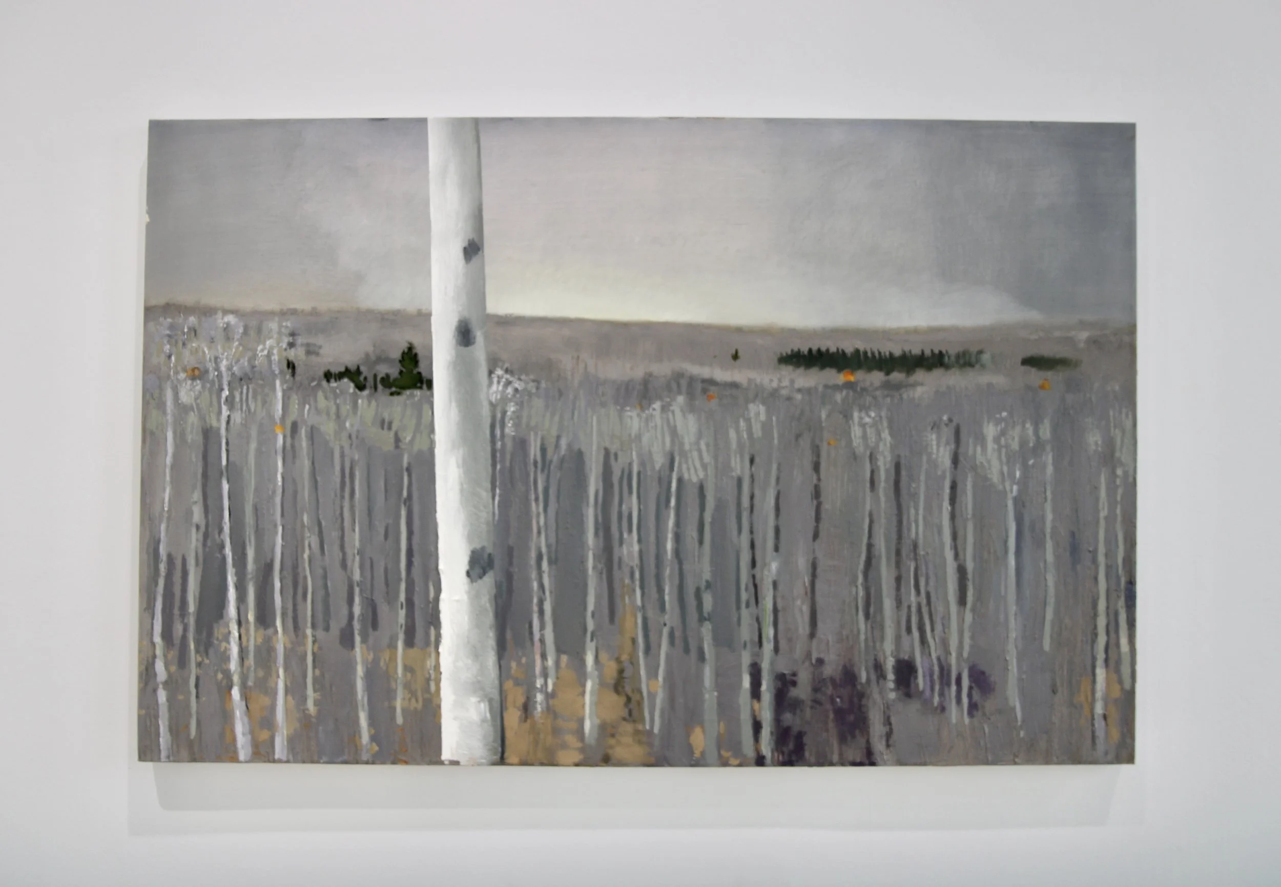 George Glenn, "Single Poplar," 1989, oil on canvas, 35 x 54"