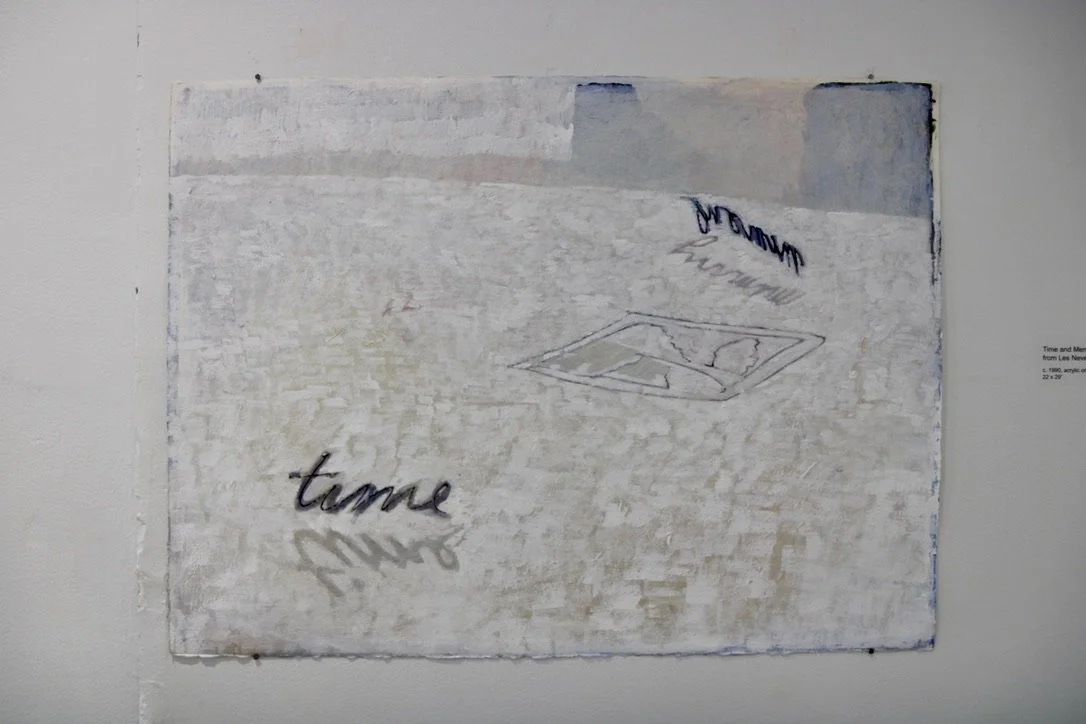 George Glenn, "Time and Memory: Postcard from Les Neven," c. 1990, acrylic on paper, 22 x 29"