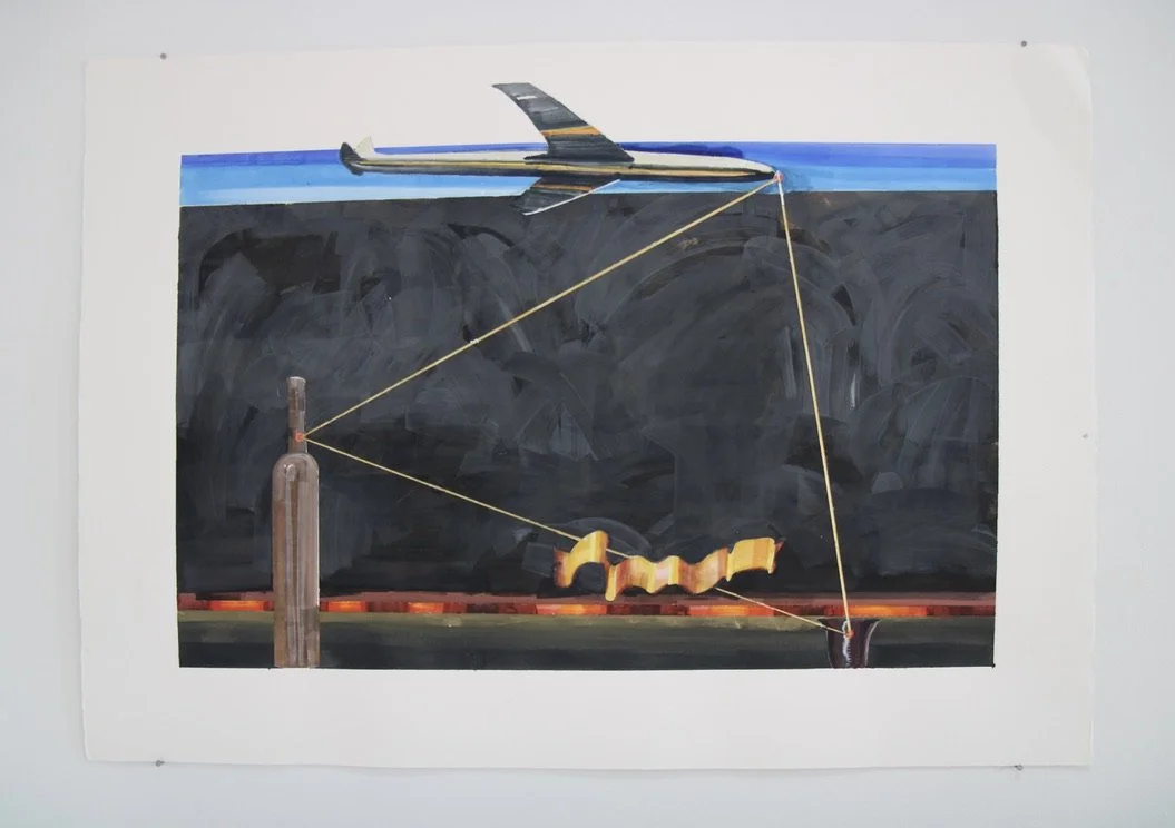George Glenn, "Triangle Series: 9/11," 2003, watercolour, gold leaf, and silver leaf on paper, 30 x 40"
