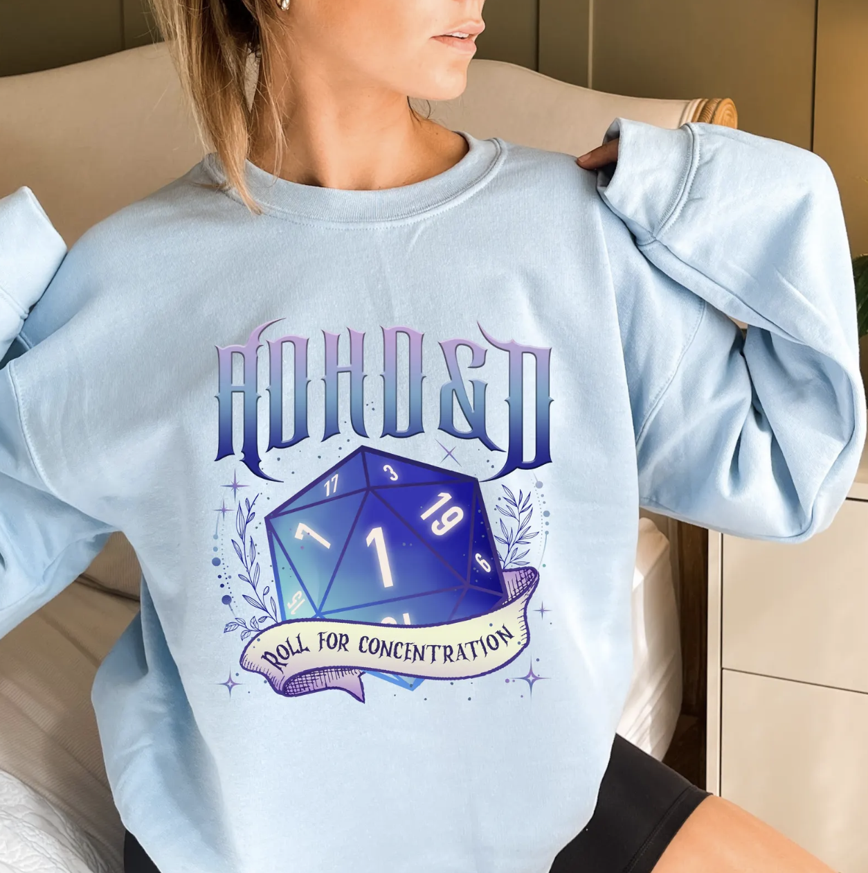 ADHD&D Roll for Concentration DND Crewneck Sweatshirt