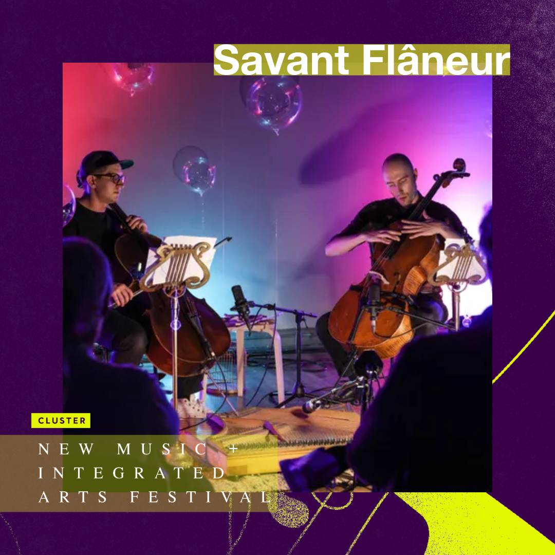 Savant Flaneur is an avant-garde chamber collective working in sound, installation, and collaborative artistic practices on Treaty 1 Territory.  Led by Nathan Krahn and Gage Salnikowksi, Savant Flaneur belongs equally in dive bars as in prestigious g