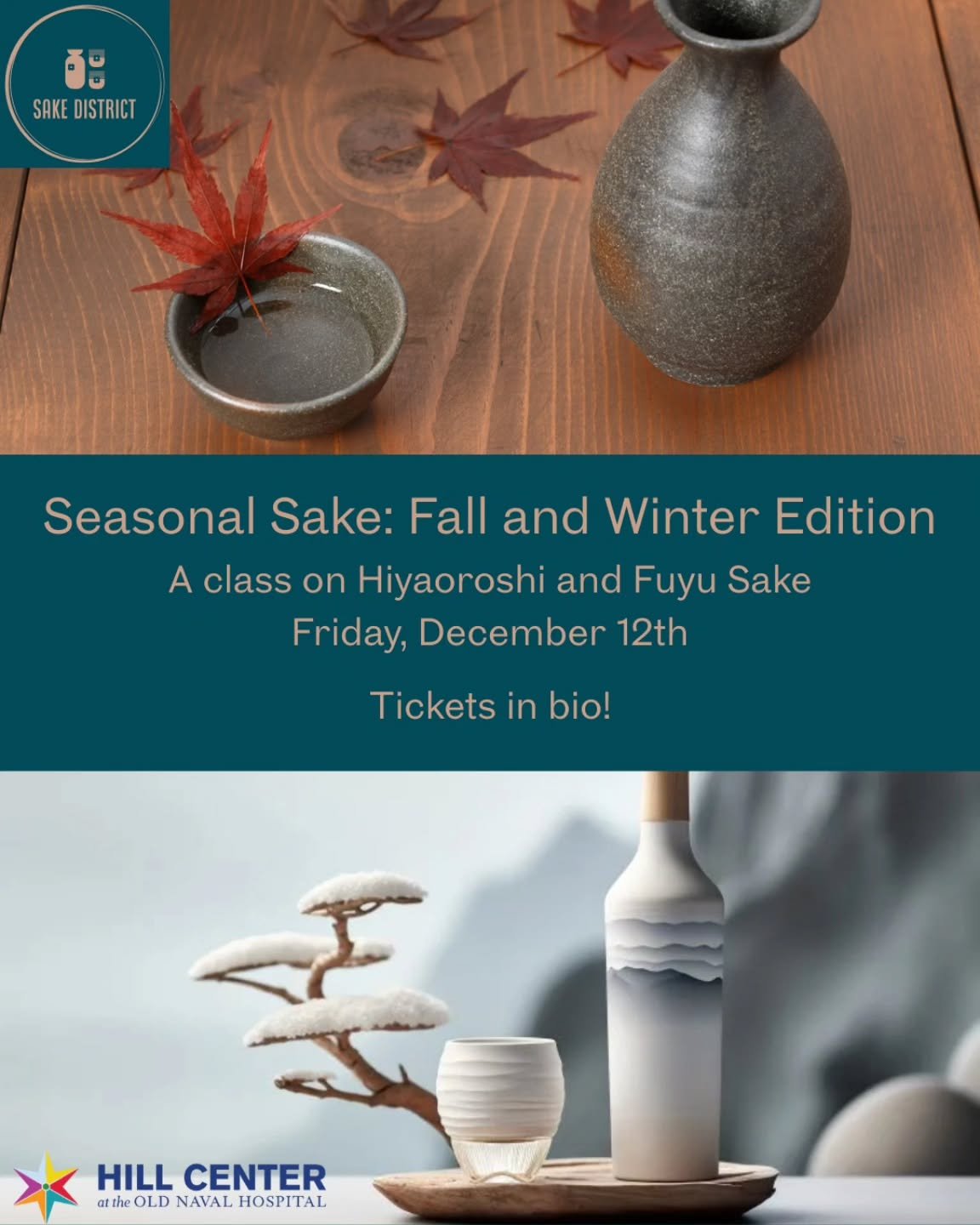 Just announced! Tickets at the link in our bio! 

Our December tasting at @hillcenterdc will focus on fall and winter seasonal sake. You'll get to try a wide variety of these limited, exclusive sakes and learn about what makes these seasonal specialt