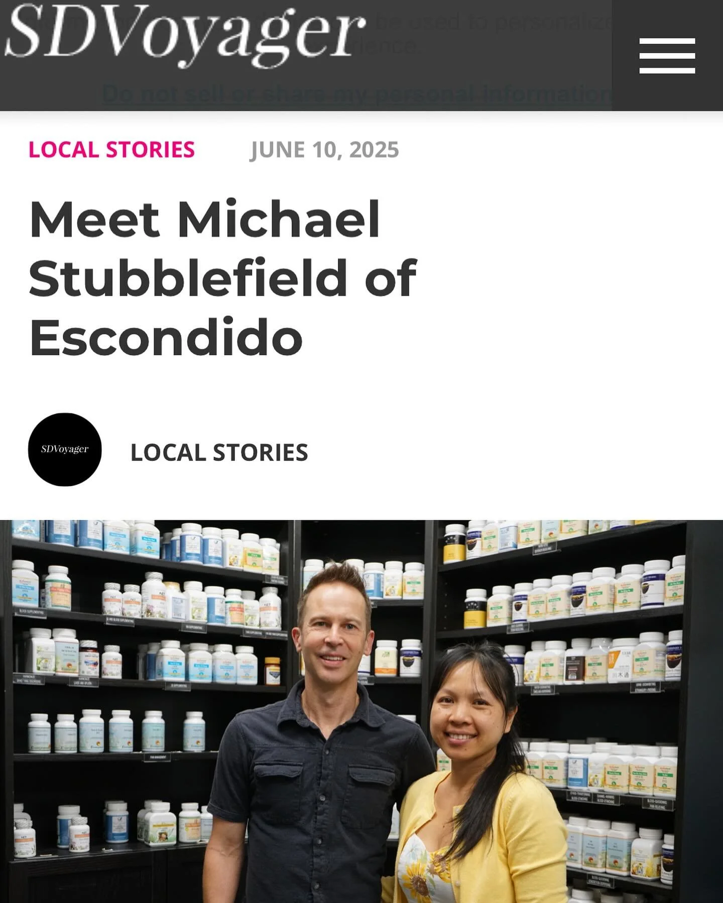 Happy to announce our interview with SDVoyager just went live. https://sdvoyager.com/interview/meet-michael-stubblefield-of-escondido #acupunture #herbalmedicine #cupping #holisticwellness #holistic #herbalteas #fertility #holisticdermatology