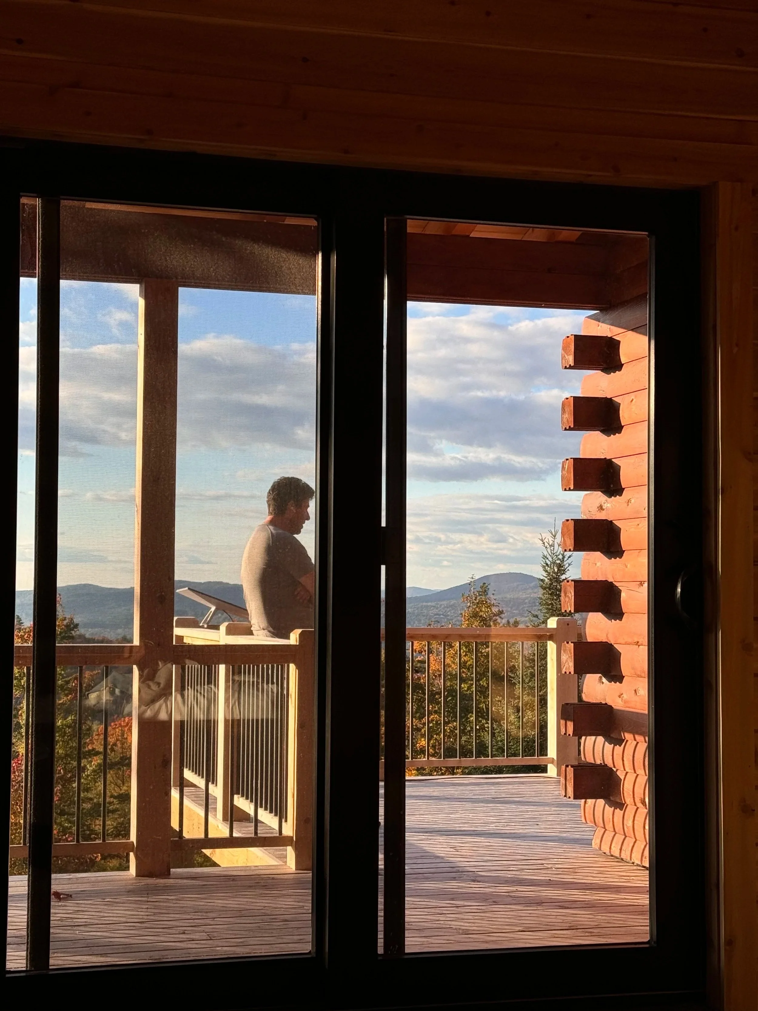 Mountain views from the deck at Sugar Moon Cabin near Franconia Notch