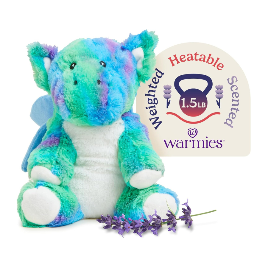 Image of cute Warmies weighted, warmable dragon stuffed animal