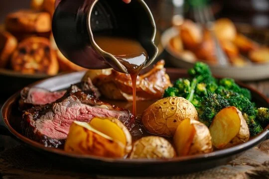 Sunday roast menu launch at The Dun Cow, Hornton, featuring a traditional roast dinner, Sunday 13th September