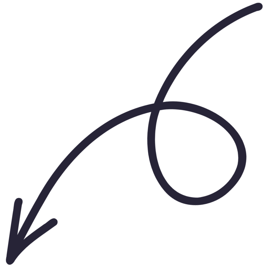 A squiggly, hand-drawn arrow pointing downwards.