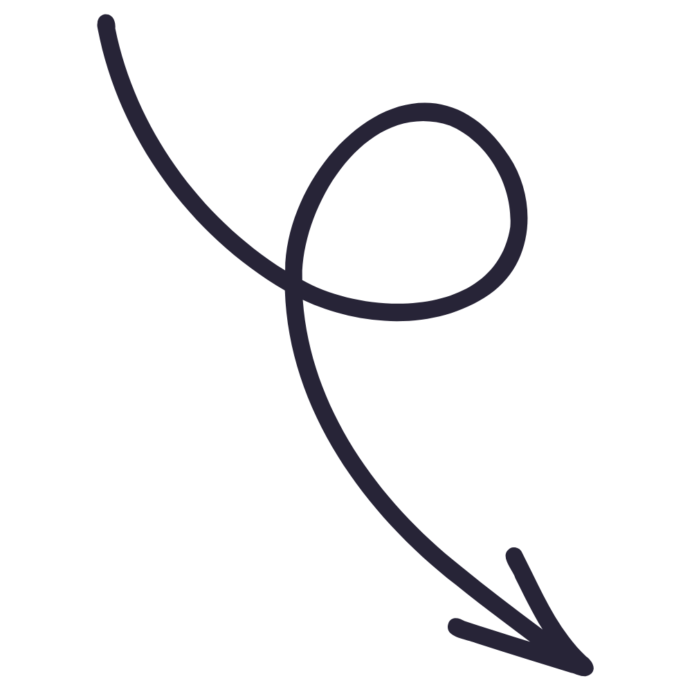 A squiggly, hand-drawn arrow pointing downwards.