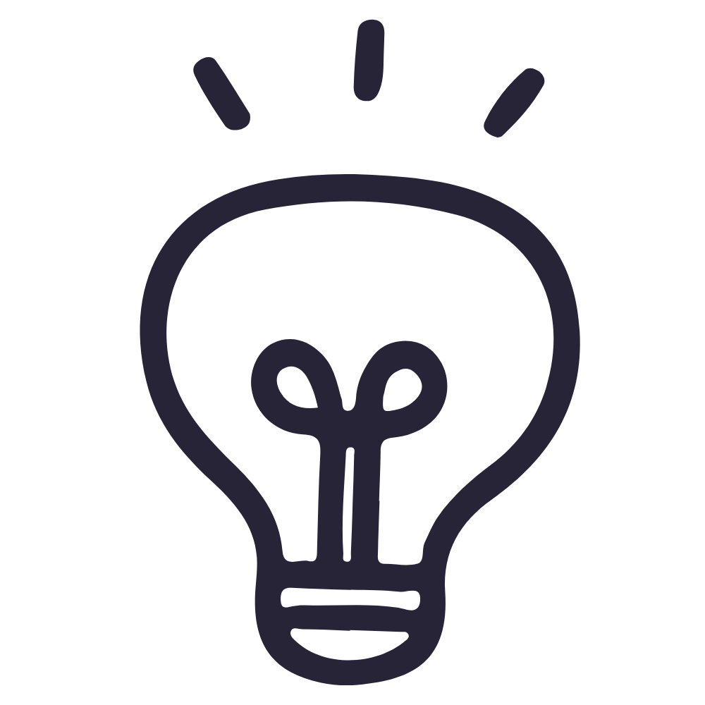 A line illustration of a lightbulb.