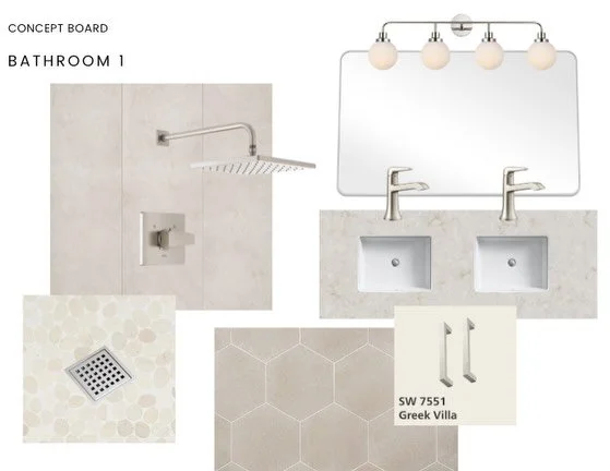 Do you like bathroom 1 or bathroom 2 better? For an April Mountain View primary en-suite bathroom.