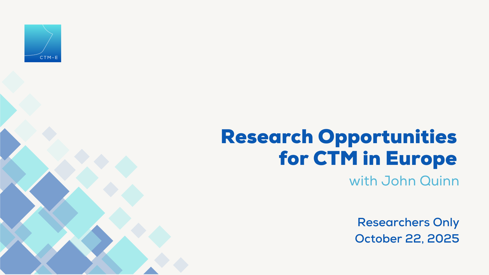 Research Opportunities with John Quinn