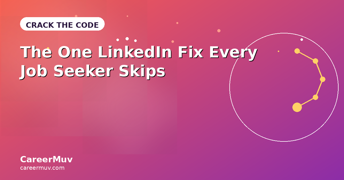 "Illustration of a coral-to-violet gradient background with a stylized profile-card outline and a glowing checkmark, symbolizing a polished, optimized LinkedIn profile."