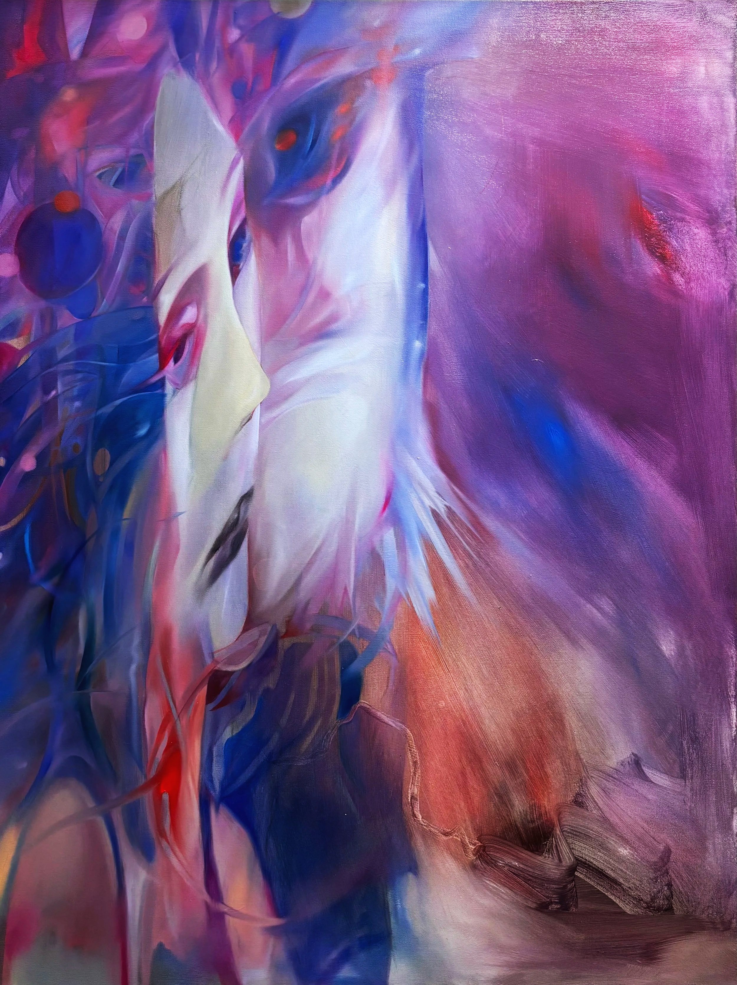 Blue Moon (2026, oil on canvas, 48 x 36 " / 122 x 91.5 cm)