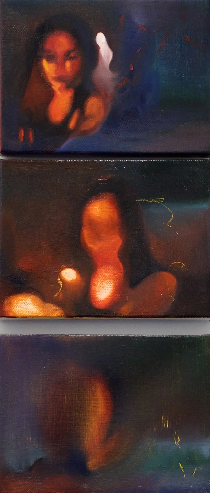 Out of Reach (2024, oil on canvas, 7 x 9" x (3))