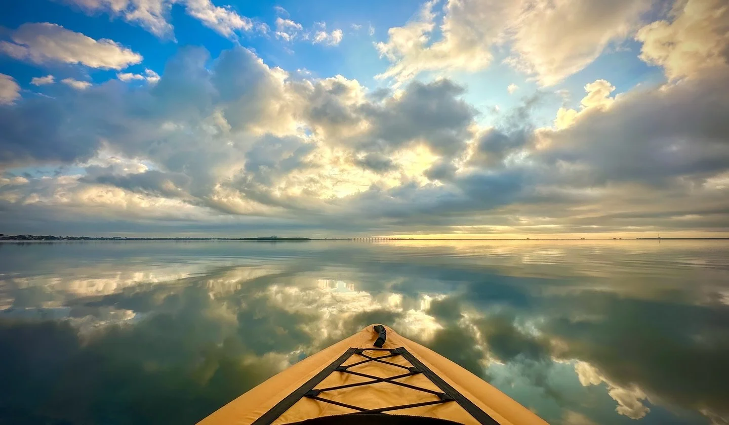 Floating on Mirrors
.
The sea surrounds me
Stillness as vast as the sky
Floating on mirrors.
.
Breathing space&hellip;we all need some of that these days. Give yourself a gift of serenity, even if it&rsquo;s just 5 minutes. No kayak required (but it 