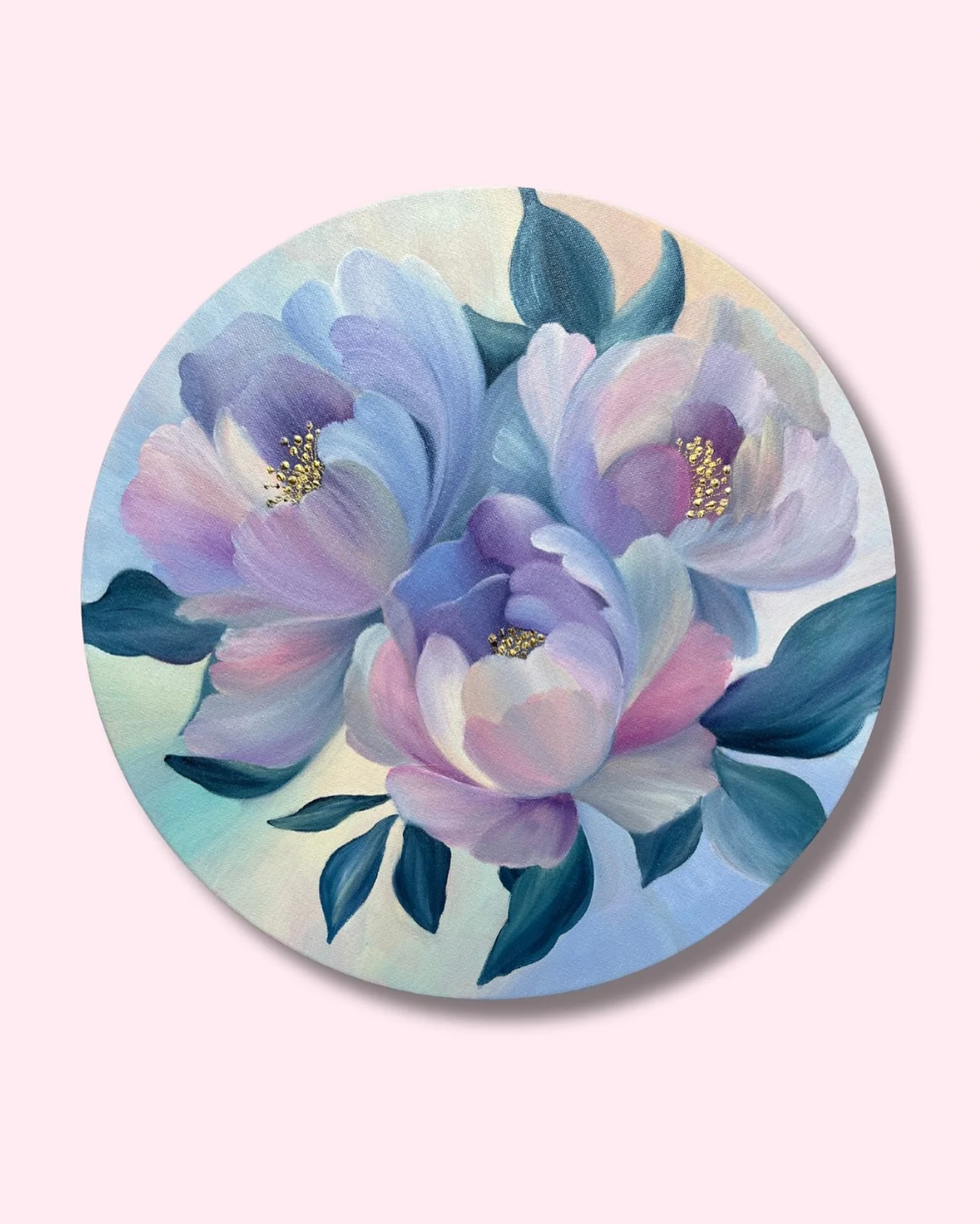 🩷 Quiet Unfolding | acrylic &amp; 24 karat gold | 16&rdquo;