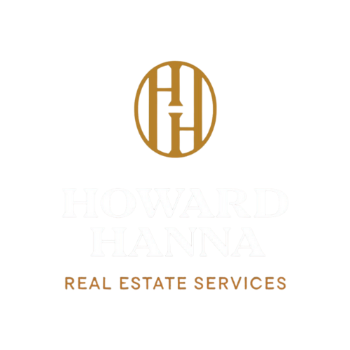 Logo for Howard Hanna Real Estate Services with a circular emblem and company name in white and red text.