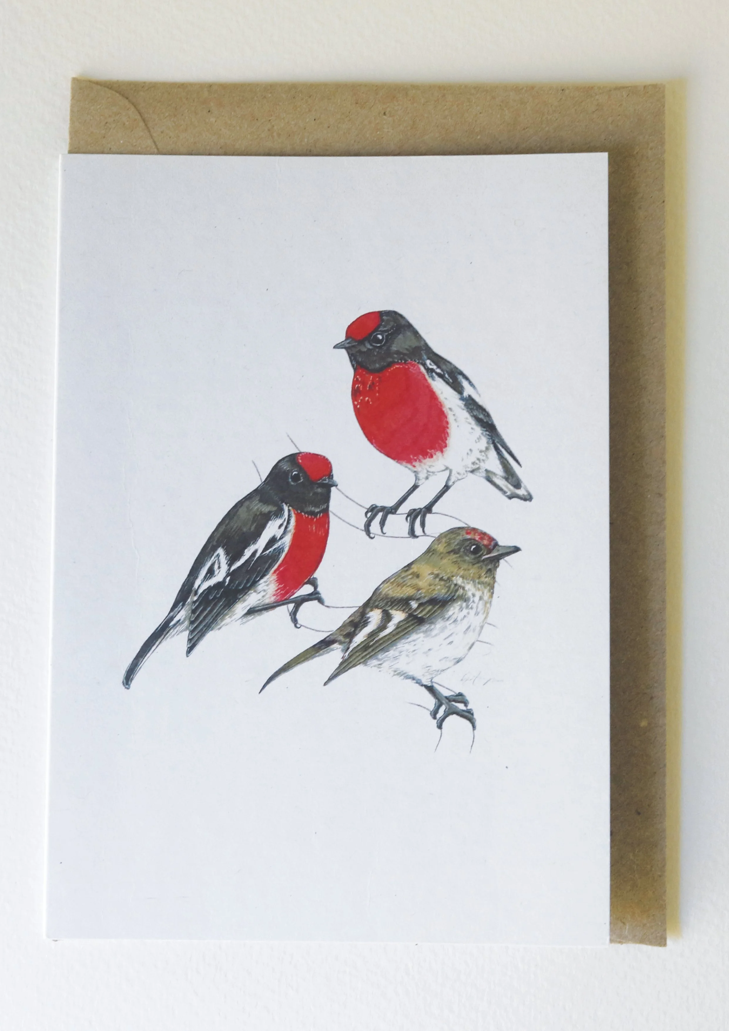 red-capped robin card