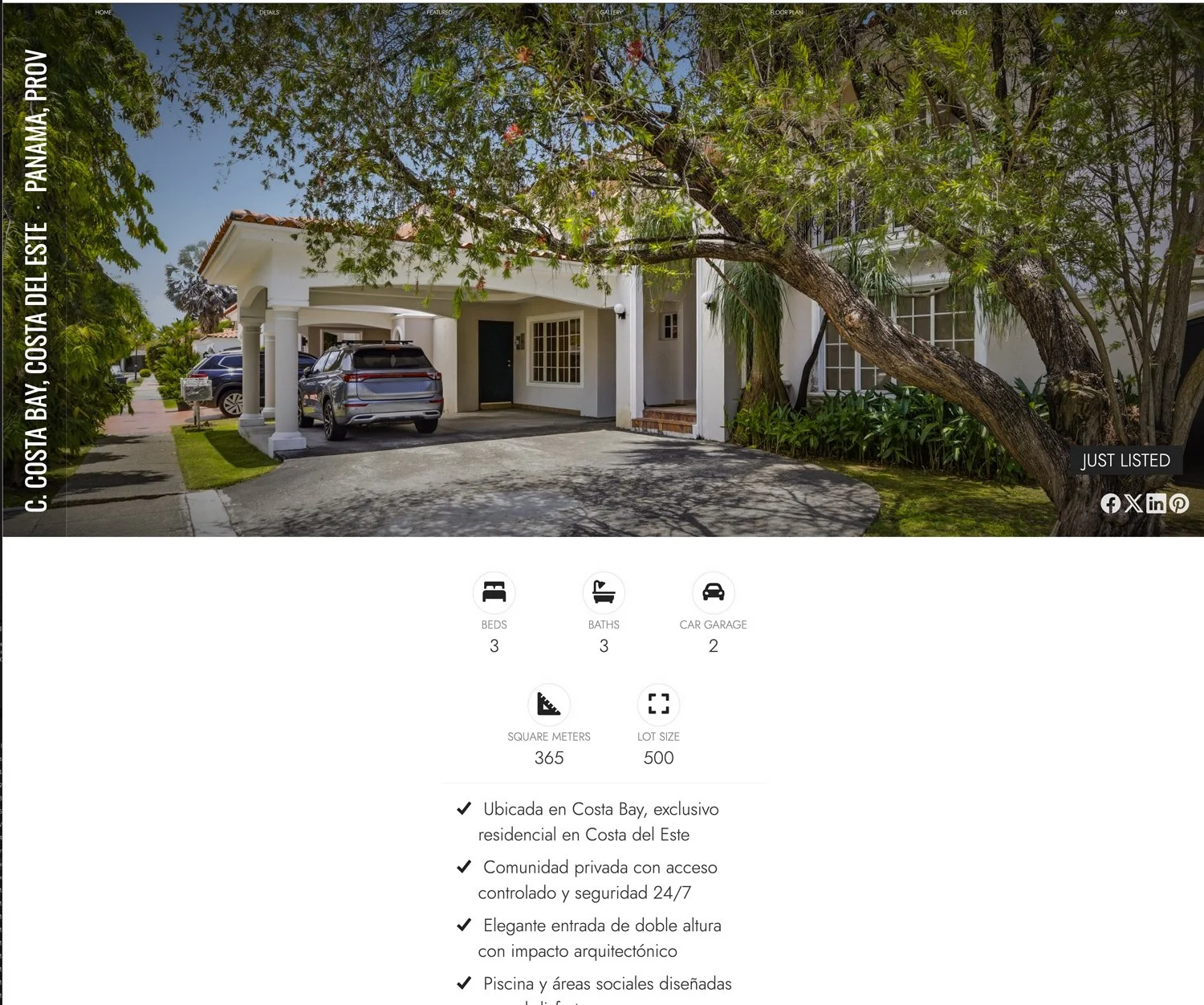 Mini website de propiedad en Costa del Este Panamá