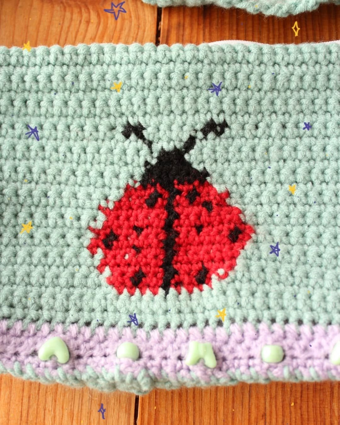 𓏲Hello there𓇼
A little ladybird has appeared in the fairy garden! 
I always enjoy crocheting the little ladybird tapestry ~ the pop of red is so fun ☆
𓇼𓏲*ੈ✩‧₊˚𓇼𓏲*ੈ✩‧₊˚
#crocheteveryday #crochetgram #crochettapestry #ladybird #crochetbag #handma