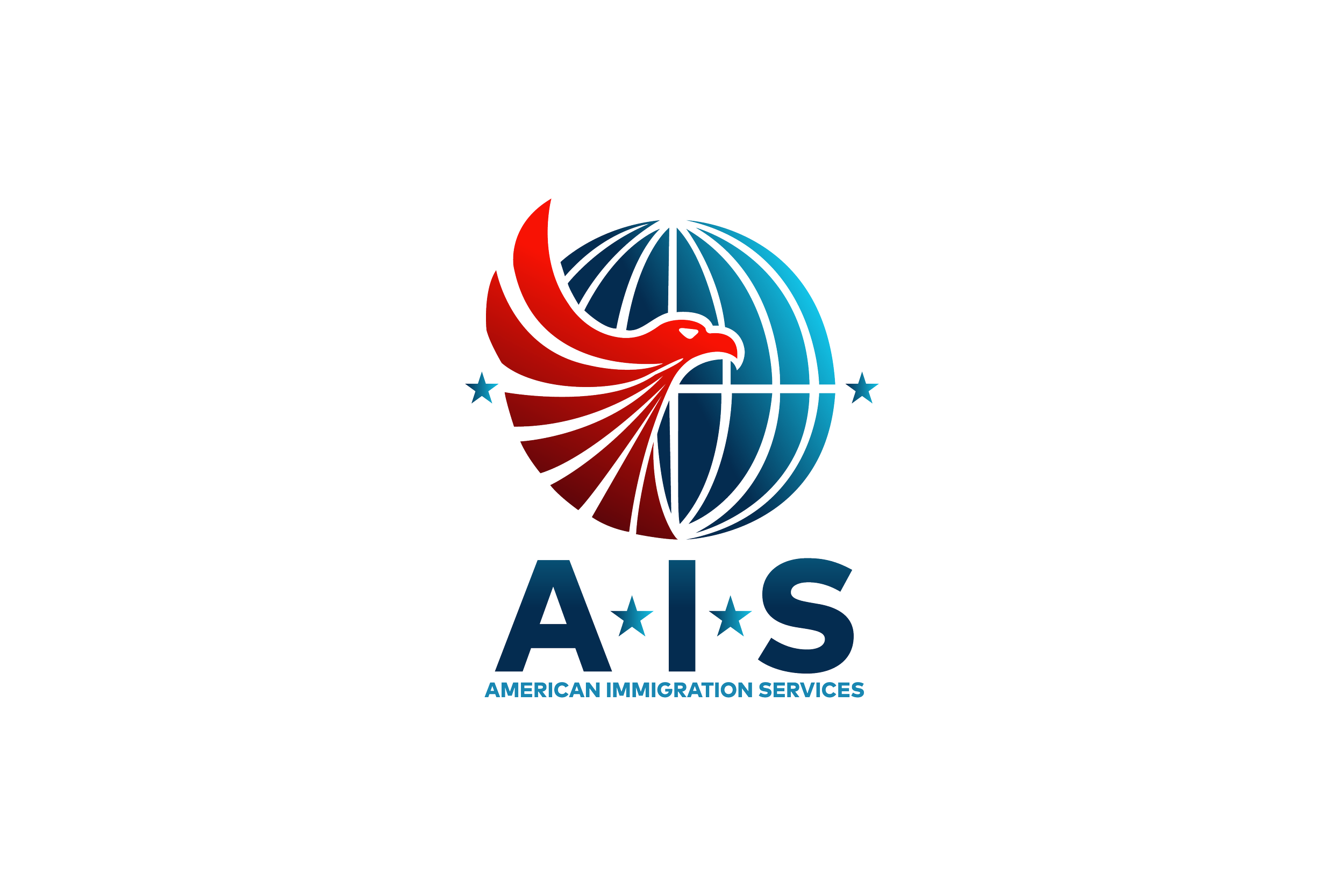Logo of American Immigration Services featuring a stylized eagle and globe, with the text 'AIS' and 'American Immigration Services'.