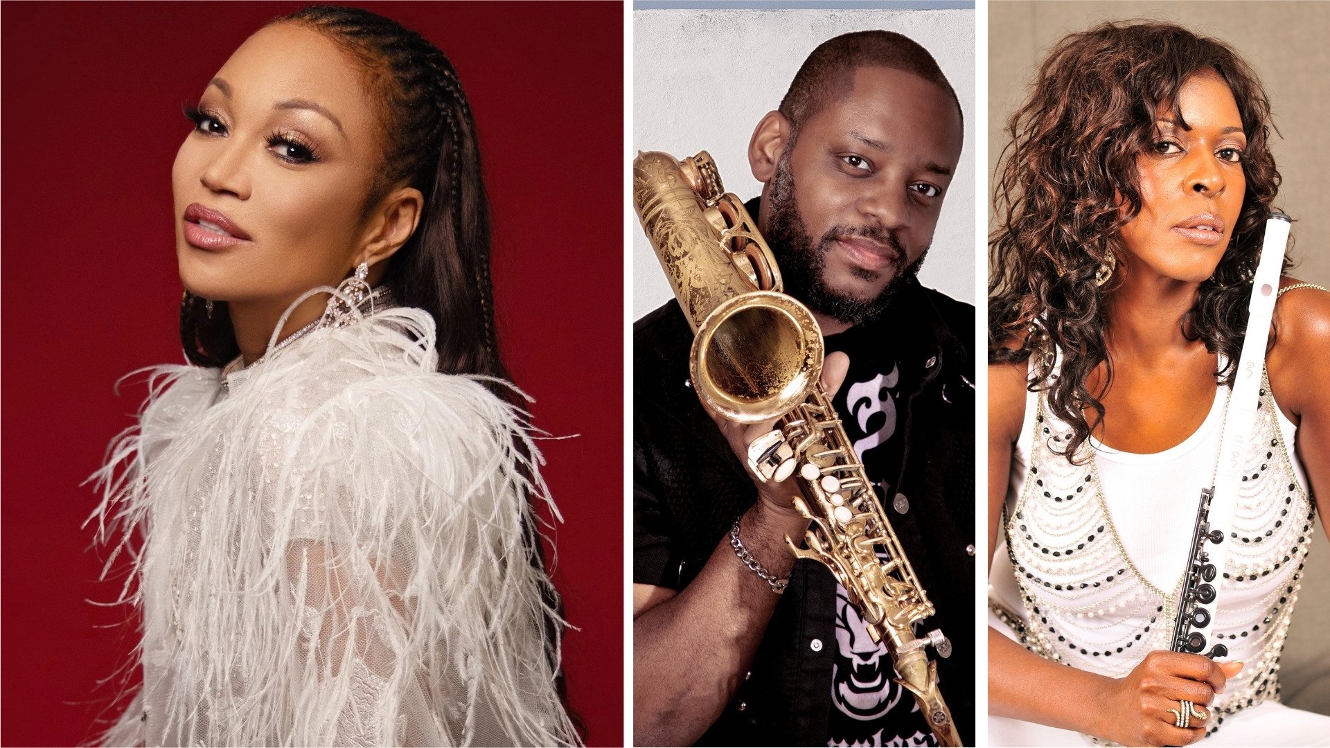 Chanté Moore and Jackiem Joyner with Althea René