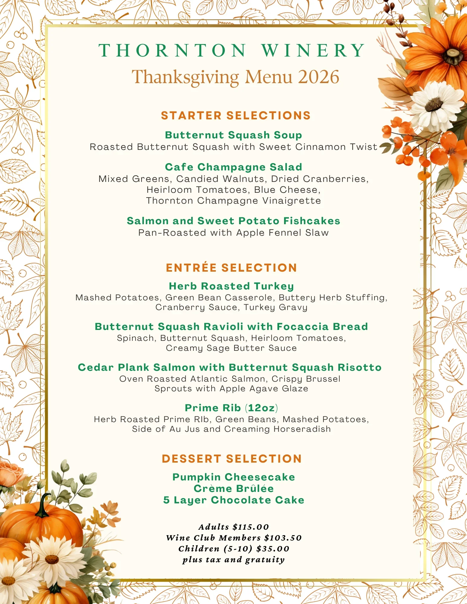 Thanksgiving Menu