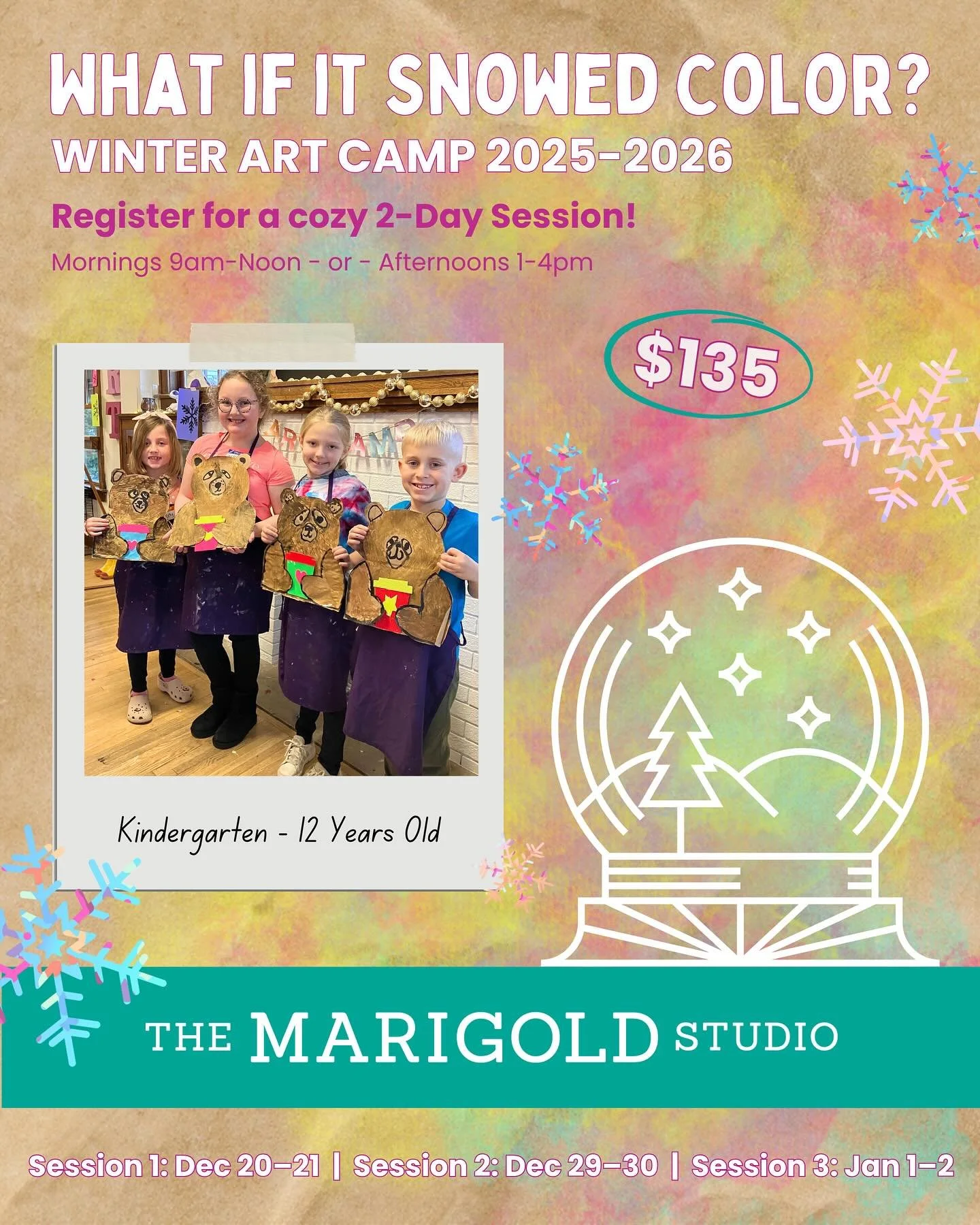 Our favorite question this winter: what if it&rsquo;s snowed color? 🎨❄️☃️ 2 days of creative, fun, wintery art projects, and Marigold magic! Join today [LINK IN BIO]