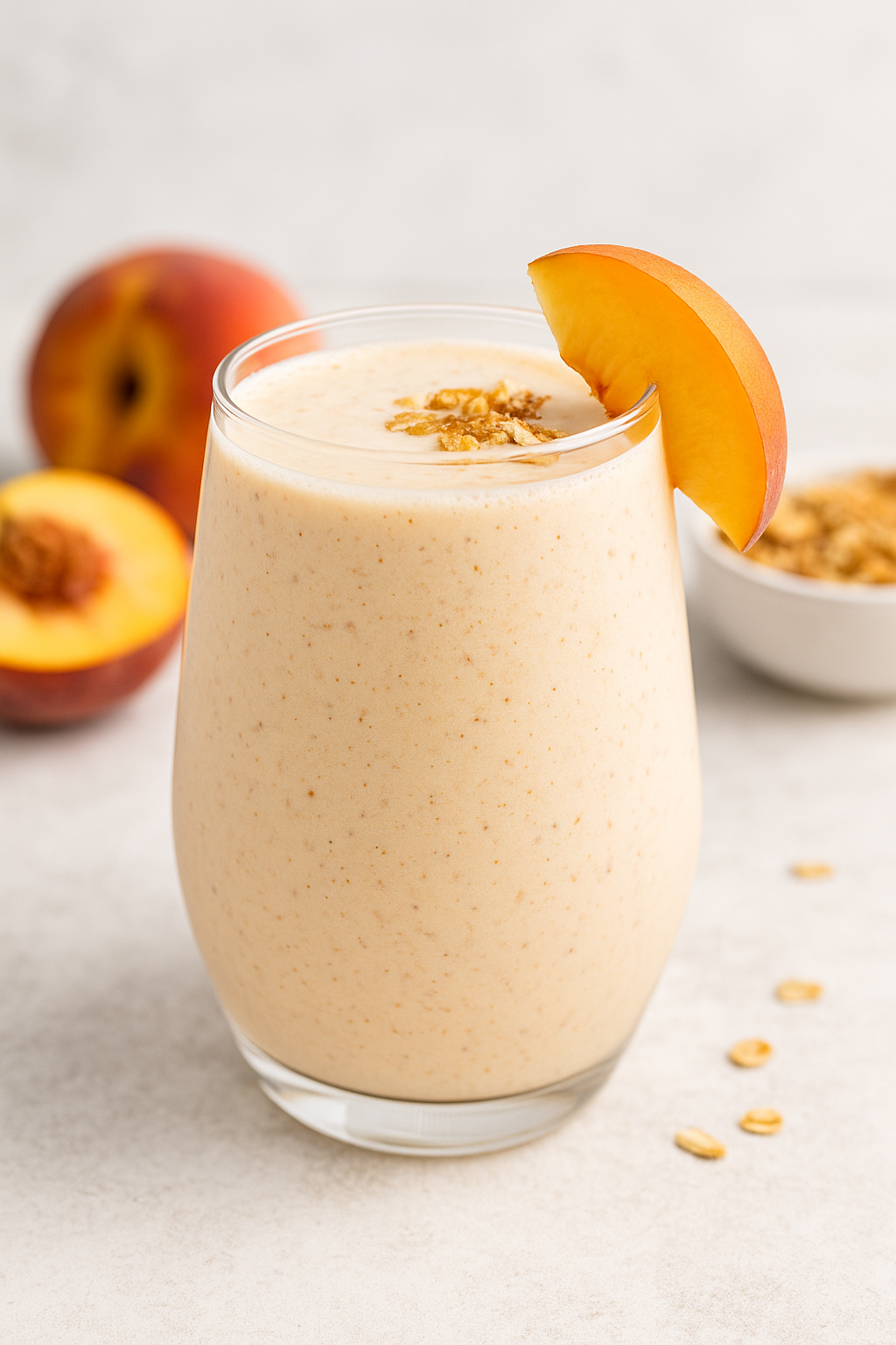 Healthy Peach Protein Shake with Greek Yogurt (35g Protein)