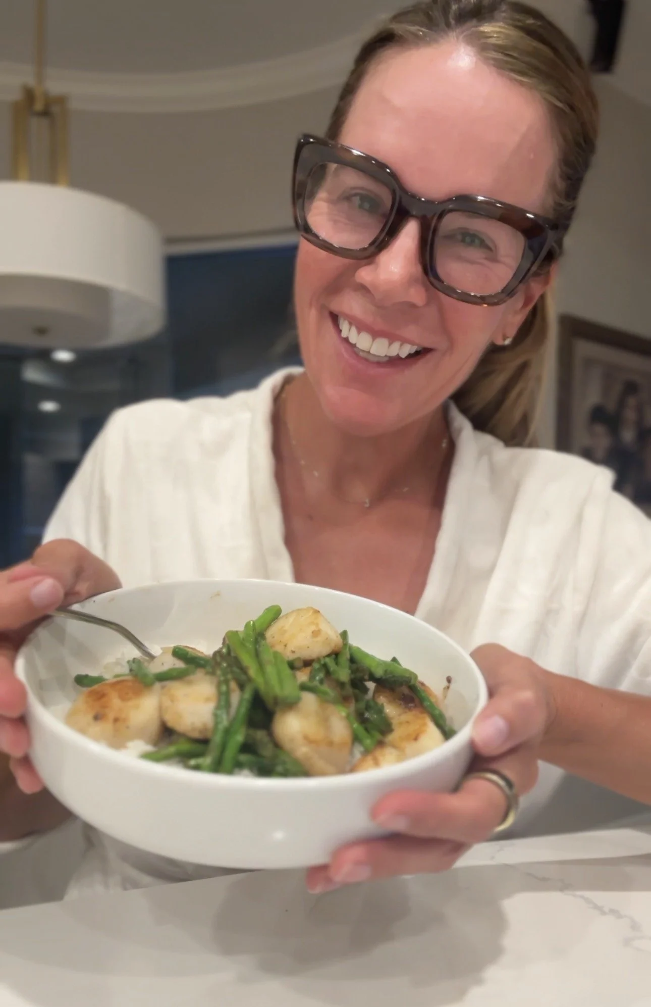 Lemon Garlic Scallops with Asparagus and Rice