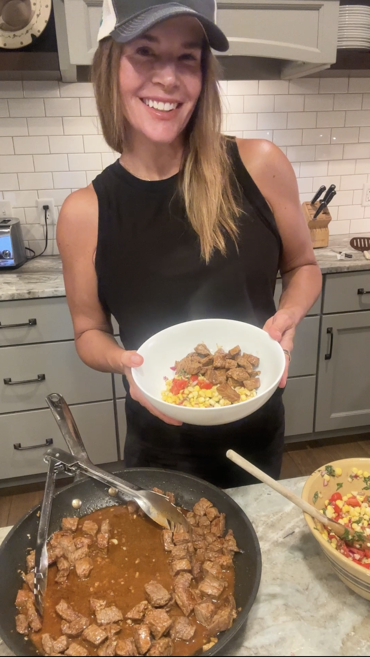 Garlic Butter Steak Bites with Summer Corn &amp; Tomato Salad