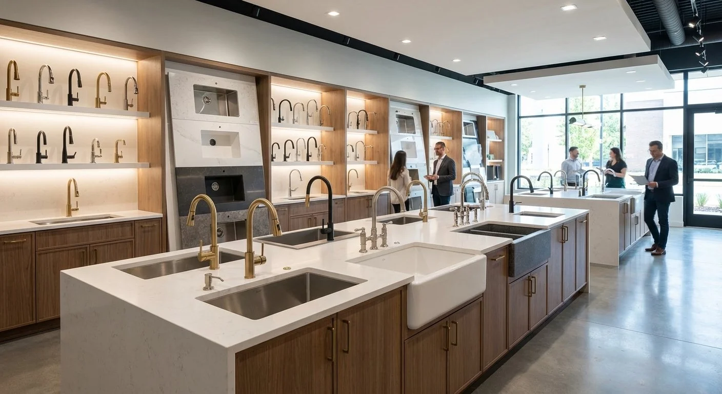 Kitchen sinks and faucets with multiple finish