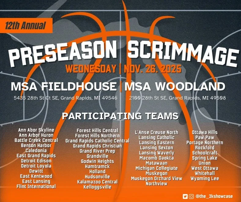 Tomorrow, we tip off the 12th Annual Preseason Scrimmage 

Varsity:
📍 MSA Fieldhouse
📍 MSA Woodland

JV &amp; Freshman:
📍 Northview High School
📍 Grand River Prep