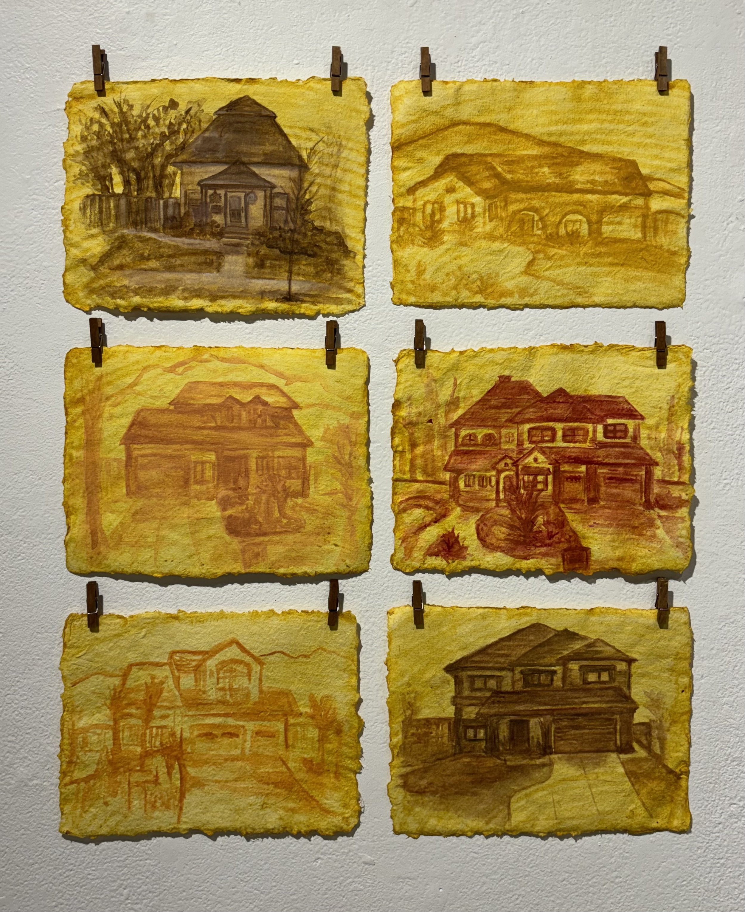 A House or a Home? (painting studies) | 2024 |
gouache on paper brushed with natural dyes