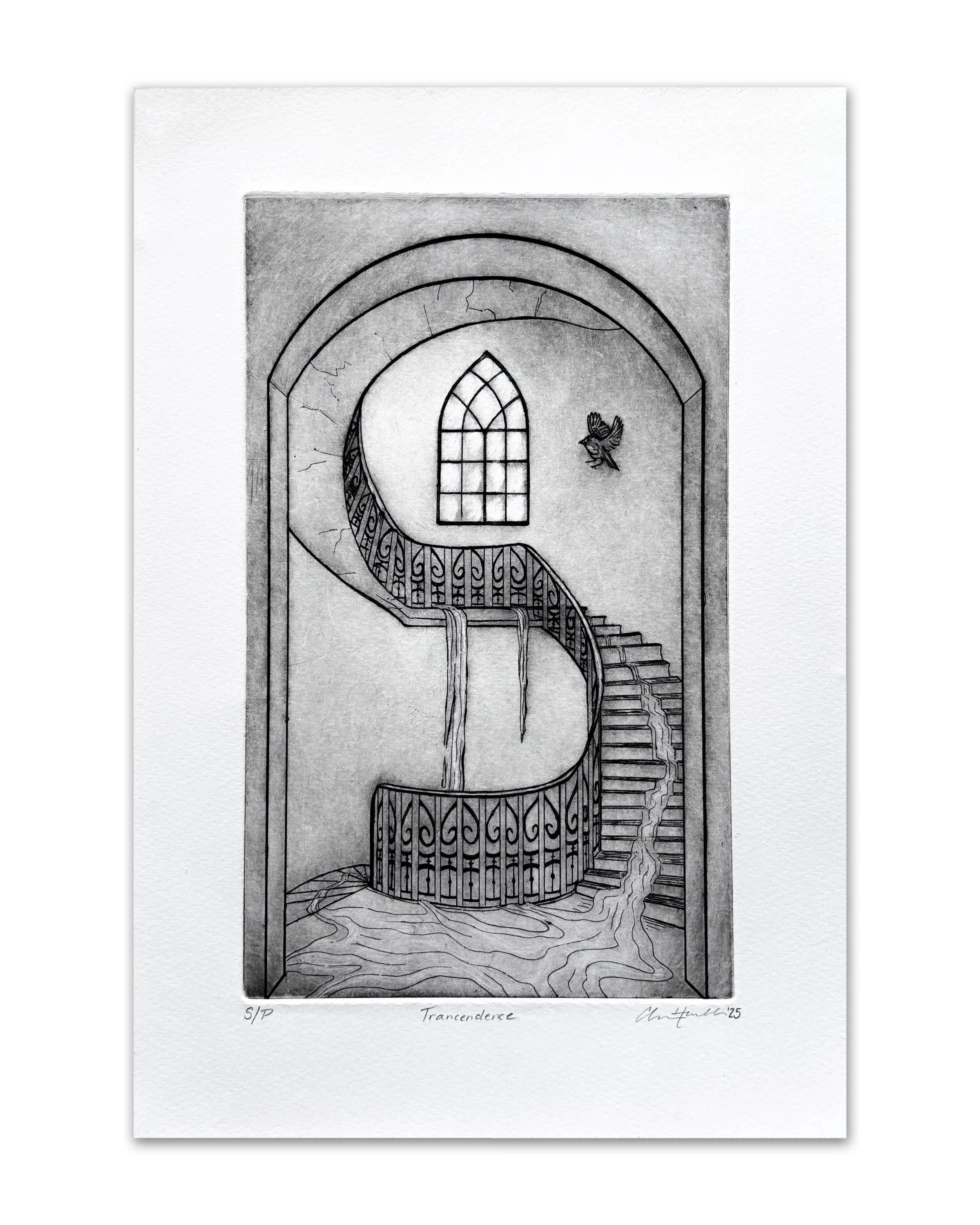 Trancendence | 2025 | copper plate etching on paper | 9 x 13 in. 