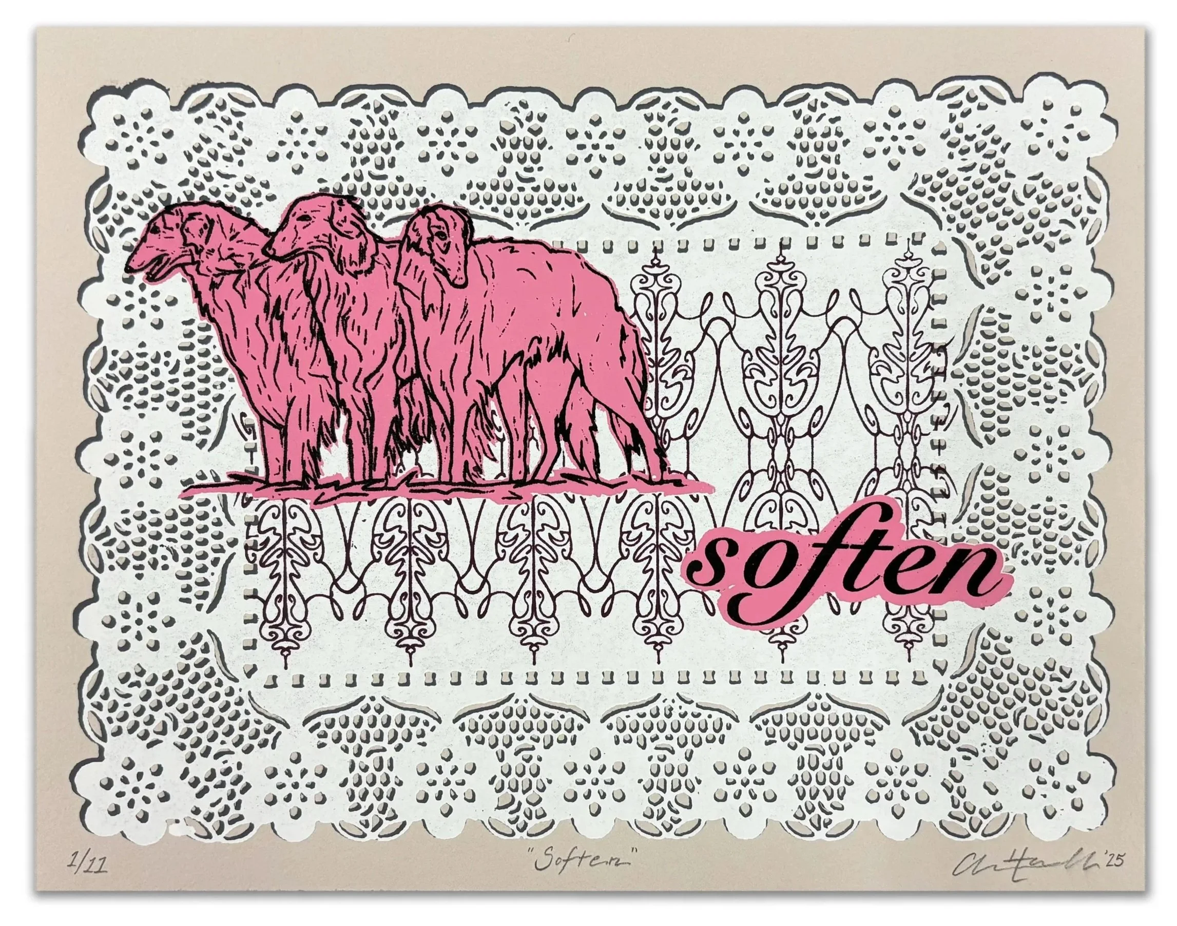 Soften | 2025 | five-color screen print on paper |  8 x 10 in.
