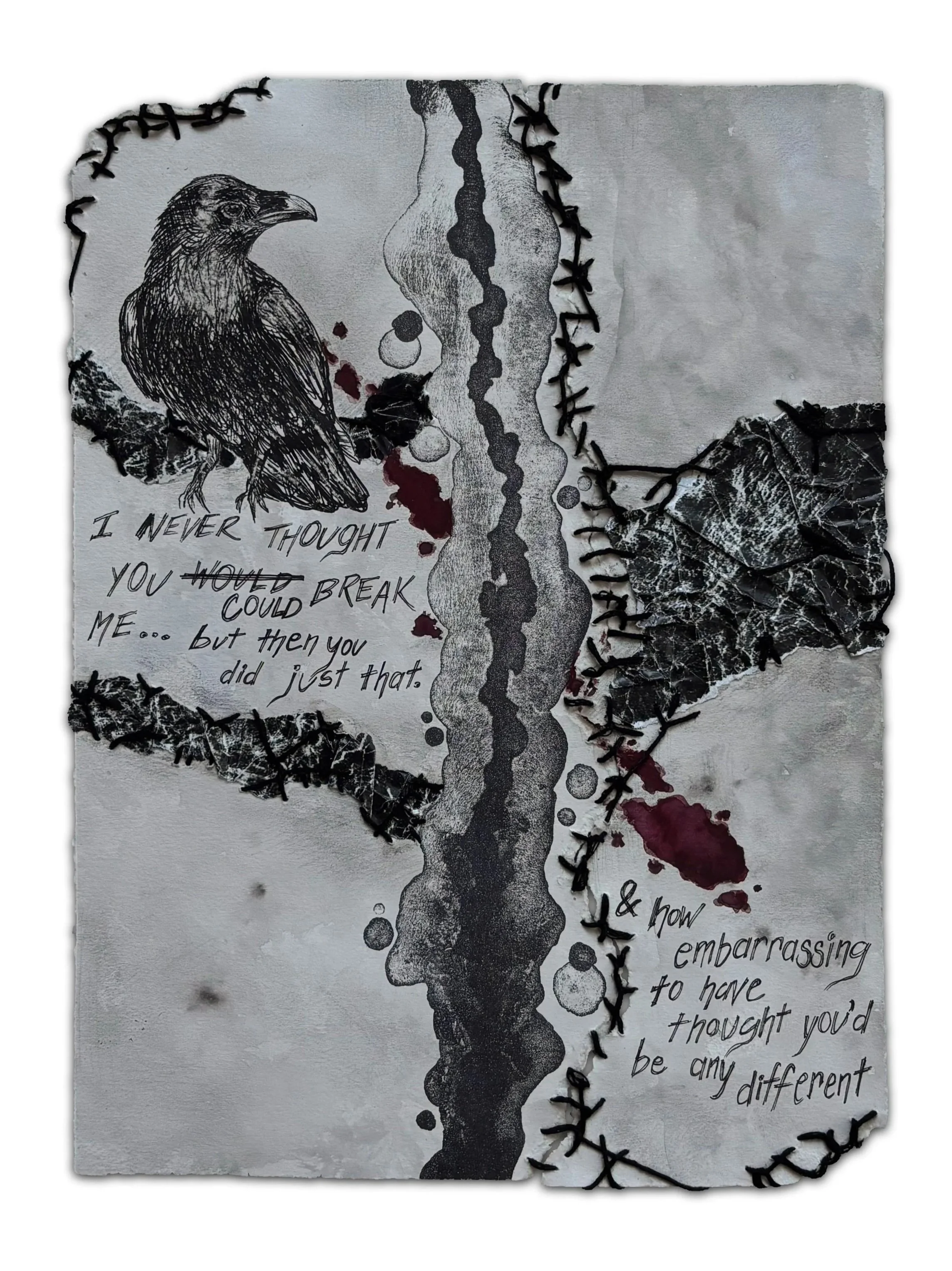 See You Soon | 2026 | Stone lithography, ink, collage, gouache, embroidery, and pencil