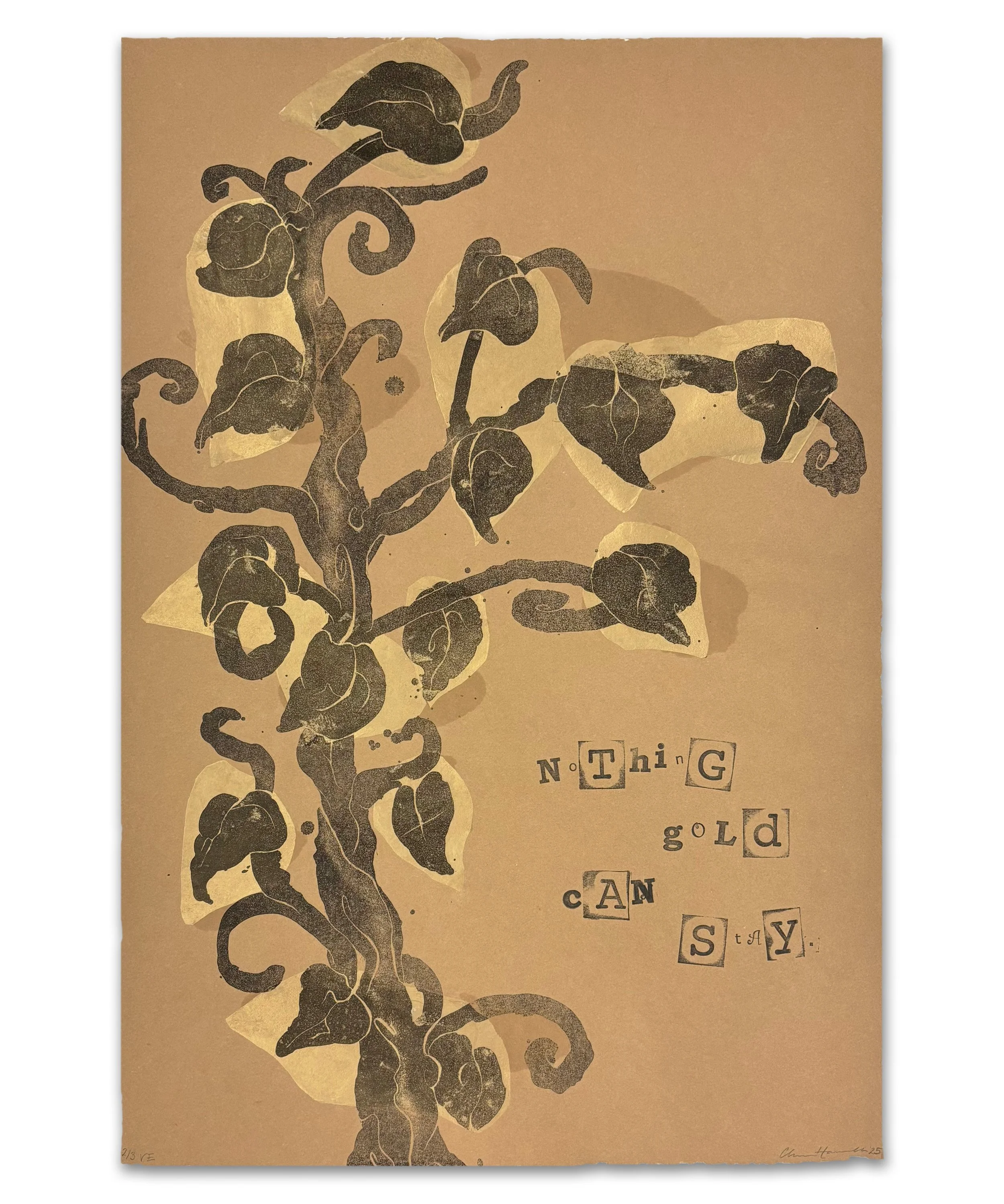 Nothing Gold Can Stay | lithography, relief, and chine colle on paper | 15 x 22 in. 