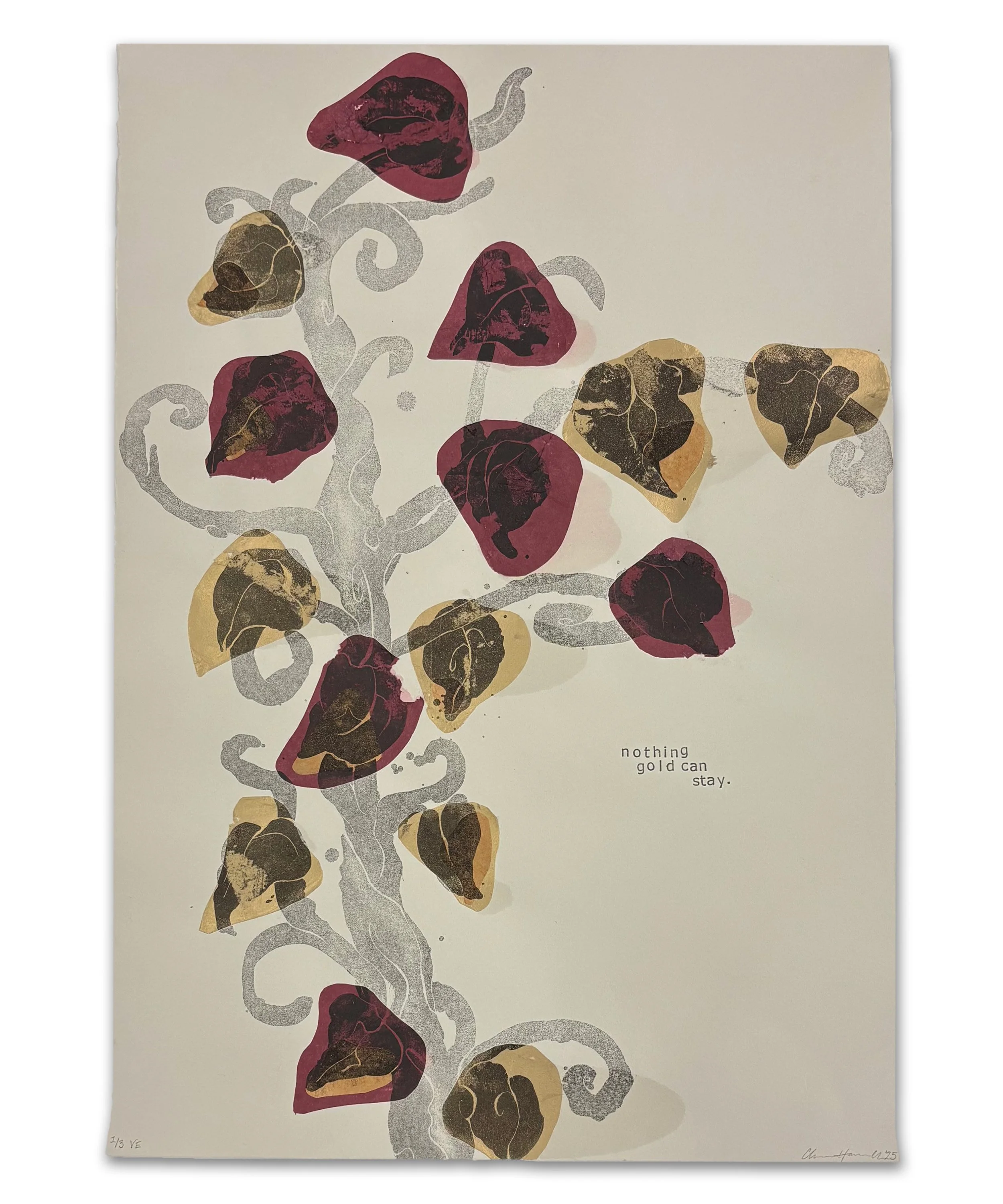 Nothing Gold Can Stay | lithography, relief, and chine colle on paper | 15 x 22 in. 