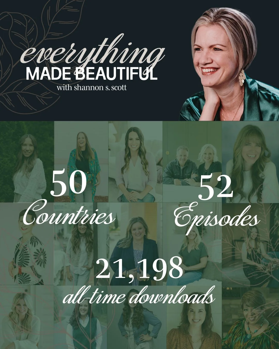 Well hey, y'all!
Episode 52 of the Everything Made Beautiful Podcast drops next week and I'm having all the feelings about it.
When we launched last July, I had no idea what would happen. But now? There are officially enough episodes for someon