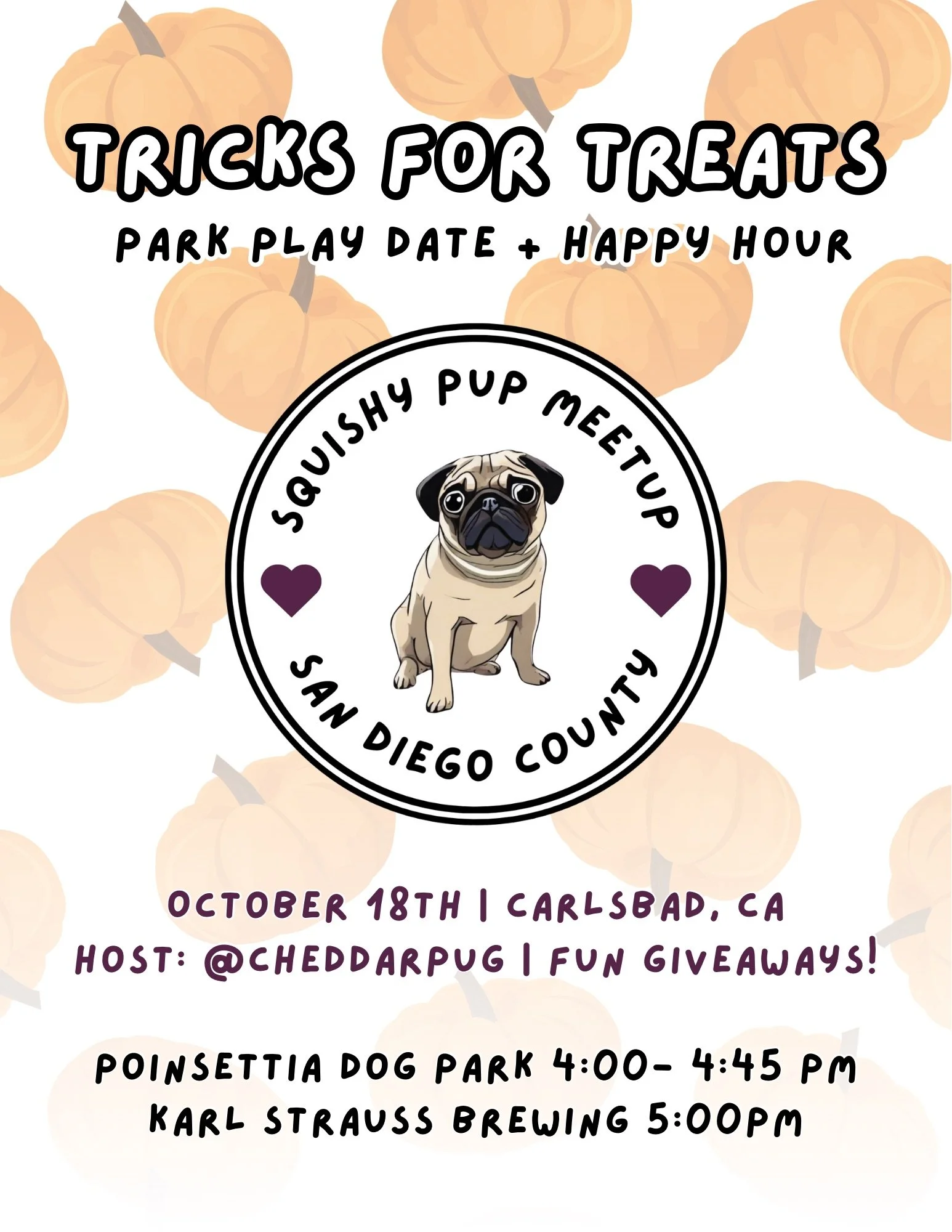 Tricks For Treats: Playdate + Happy Hour | Squishy Pup Meetup | Oct. 2025