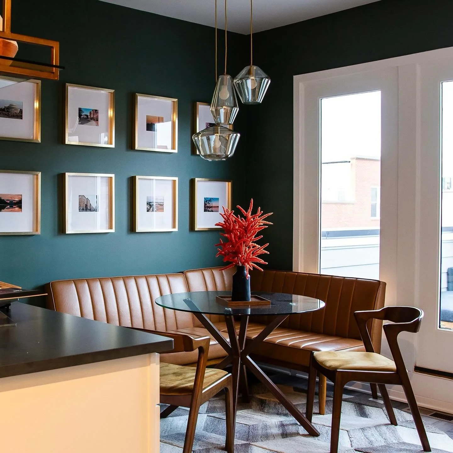 Moody hues, vibrant accents. Who knew contrasts could feel this cozy?  The Perfect space for game night and cocktails with friends and family. Before and after