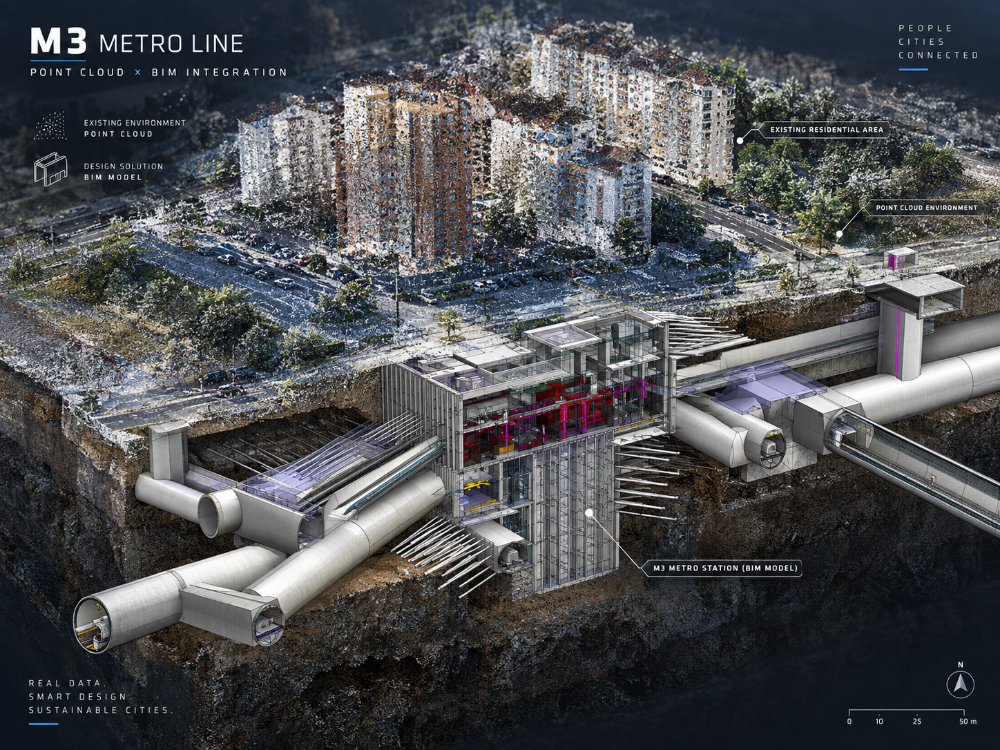 M3 Başakşehir–Kayaşehir Metro Hattı istasyonunda nokta bulutu ve mimari BIM model entegrasyonu