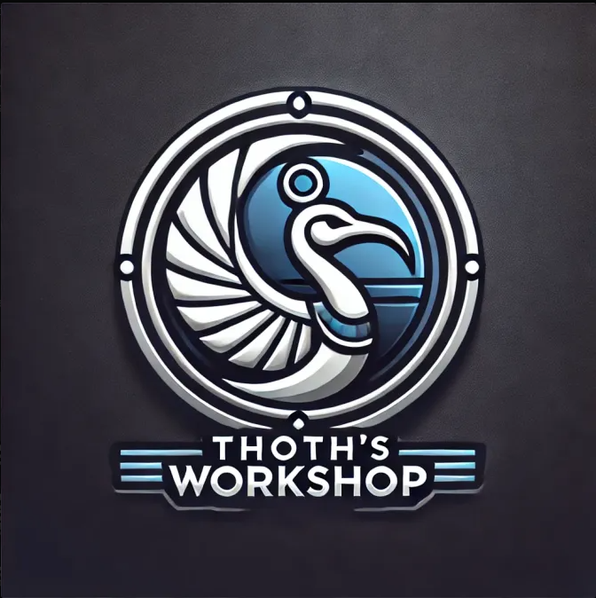 Logo of Thoth's Workshop featuring a stylized heron or egret bird within a circular design, with the text "Thoth's Workshop" below.