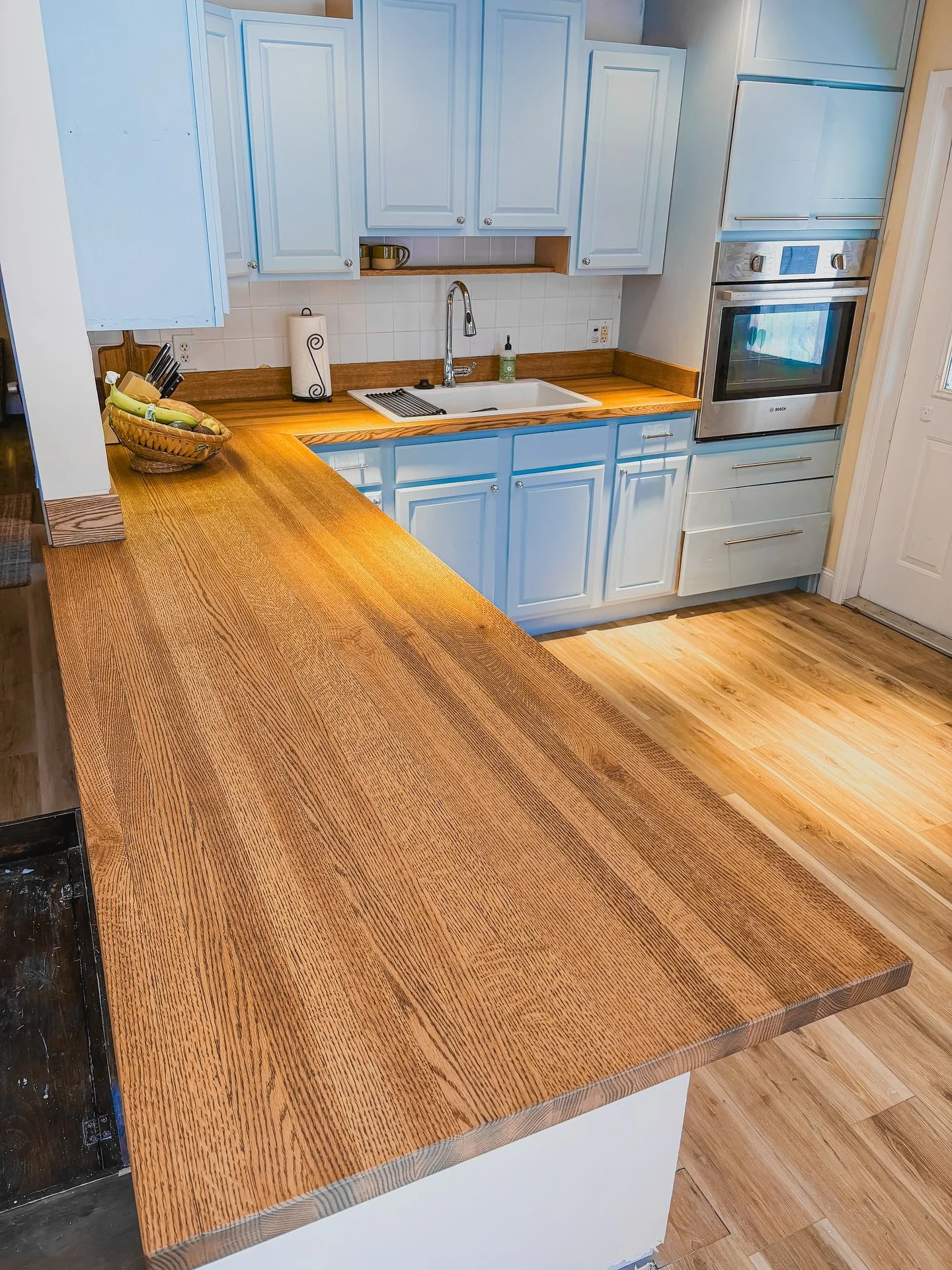 Recent countertop build 🤙🏼 Butcher block style with Red Oak. Sealed with @rubiomonocoatusa &ldquo;hazel&rdquo;. Stoked with how it came out and the color choice to match the cabinets.