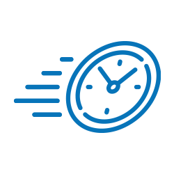 Clock with motion lines indicating speed or urgency